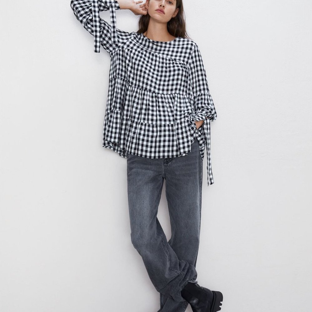 [ZARA] gingham blouse - Picture 3 of 7